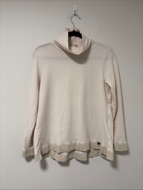 Up To You Sweaters - Italian Cream Cowl Neck Knit Sweater with gold fleck trim